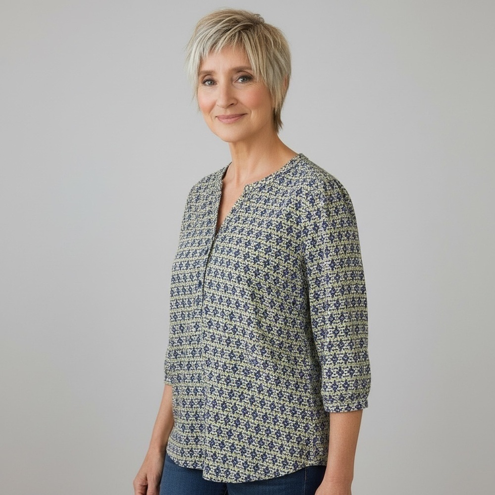 Geometric Print CHRISTOPHER & BANKS Blouse